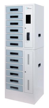 POWER TECHNOLOGIES 12 Bay Charging Locker with RFID Lock & Contact-less Access - 220V UK, MODEL- SC-Locker-12, SKU- LKR-SC-B12R-U